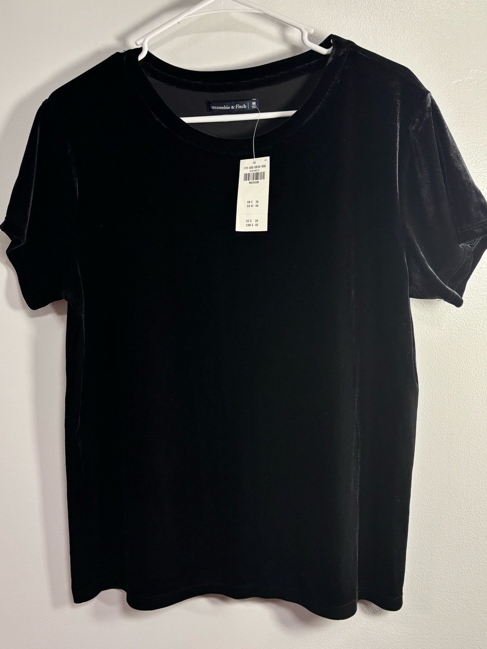 Abercrombie & Fitch Black Velvet Crewneck Velvet Blue Tee - Picture 3 of 3